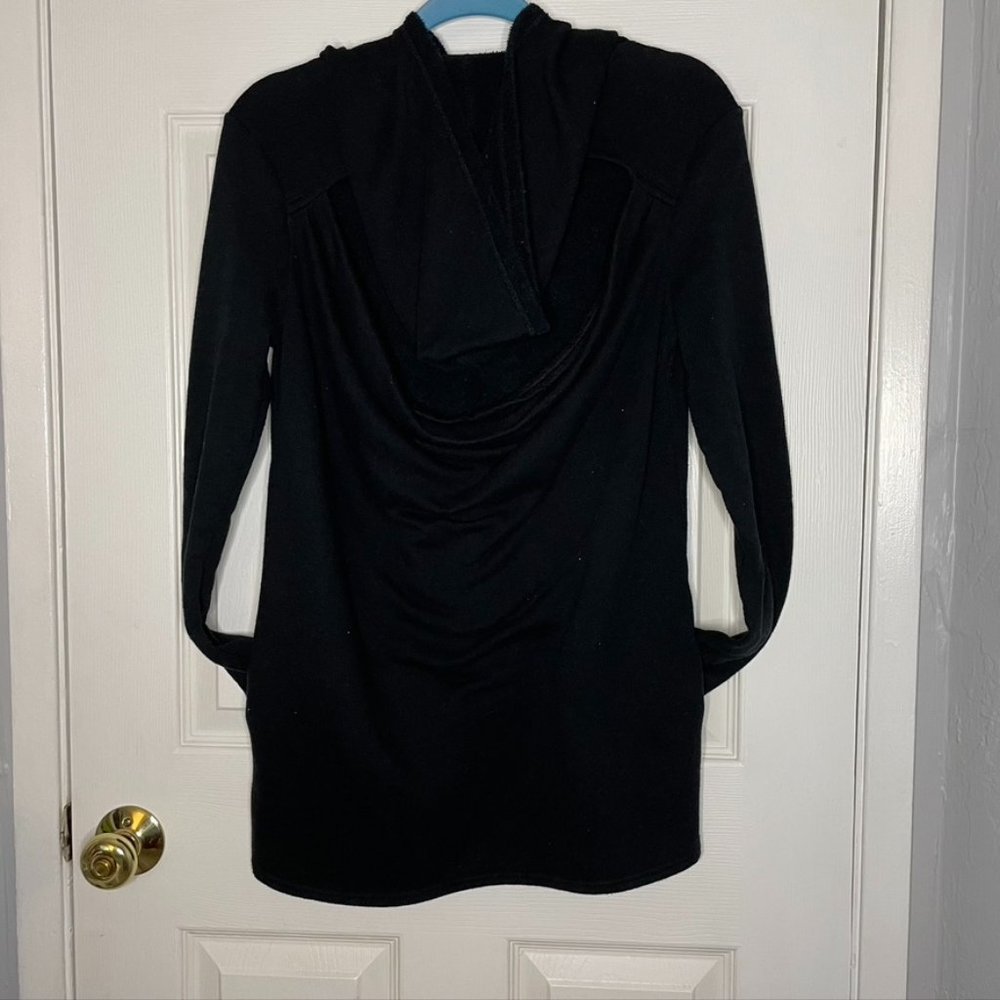 Juniors Mossimo Black Hooded Sweater with Back Cutout Size S